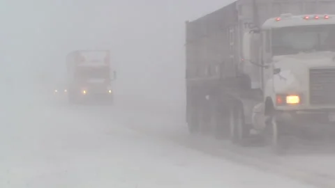 Lambton Ont, Canada Dec 12 2010 Historic blizzard strands thousands on highway Stock Footage 323578653