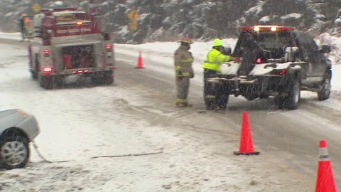 Lambton Ont, Canada Dec 12 2010 Historic blizzard strands thousands on highway Stock Footage 323579414