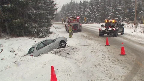 Lambton Ont, Canada Dec 12 2010 Historic blizzard strands thousands on highway Stock Footage 323579426