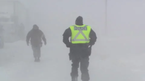 Lambton Ont, Canada Dec 12 2010 Historic blizzard strands thousands on highway Stock Footage 323579450