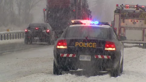 Lambton Ont, Canada Dec 12 2010 Historic blizzard strands thousands on highway Stock Footage 323579476