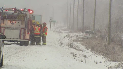 Lambton Ont, Canada Dec 12 2010 Historic blizzard strands thousands on highway Stock Footage 323579511