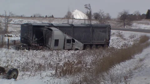 Lambton Ont, Canada Dec 12 2010 Historic blizzard strands thousands on highway Stock Footage 323579551