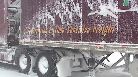 Lambton Ont, Canada Dec 12 2010 Historic blizzard strands thousands on highway Stock Footage 323579571