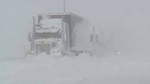 Lambton Ont, Canada Dec 12 2010 Historic blizzard strands thousands on highway Stock Footage 323579579