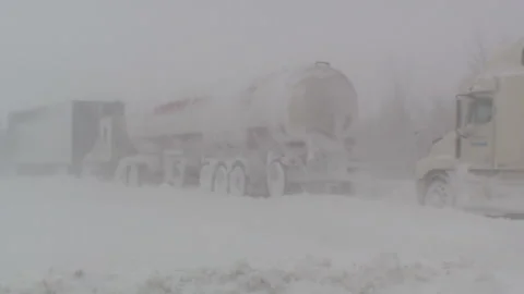Lambton Ont, Canada Dec 12 2010 Historic blizzard strands thousands on highway Stock Footage 323579635