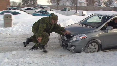 Lambton Ont, Canada Dec 12 2010 Historic blizzard strands thousands on highway Stock Footage 323579789