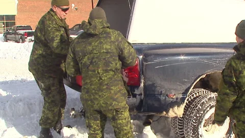 Lambton Ont, Canada Dec 12 2010 Historic blizzard strands thousands on highway Stock Footage 323579804
