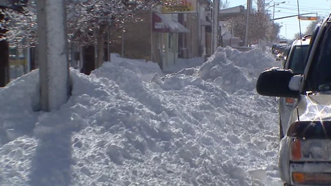 Lambton Ont, Canada Dec 12 2010 Historic blizzard strands thousands on highway Stock Footage 323579827