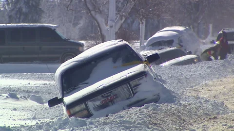 Lambton Ont, Canada Dec 12 2010 Historic blizzard strands thousands on highway Stock Footage 323579835