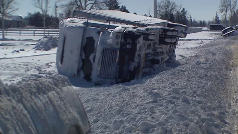 Lambton Ont, Canada Dec 12 2010 Historic blizzard strands thousands on highway Video stock 323579847