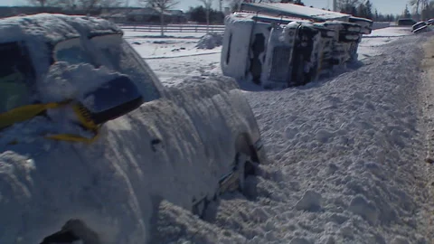Lambton Ont, Canada Dec 12 2010 Historic blizzard strands thousands on highway Stock Footage 323579852