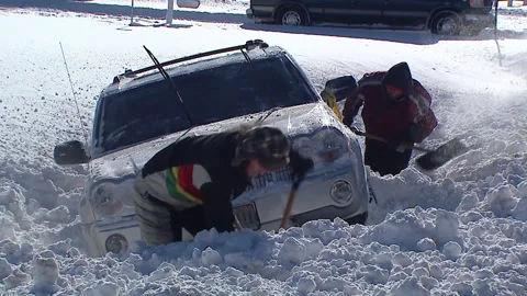 Lambton Ont, Canada Dec 12 2010 Historic blizzard strands thousands on highway Stock Footage 323579890