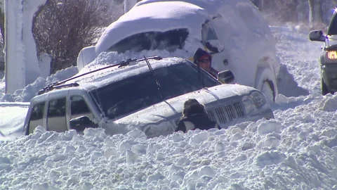 Lambton Ont, Canada Dec 12 2010 Historic blizzard strands thousands on highway Stock Footage 323579962