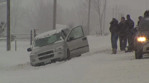 Lambton Ont, Canada Dec 12 2010 Historic blizzard strands thousands on highway Stock Footage 323580019