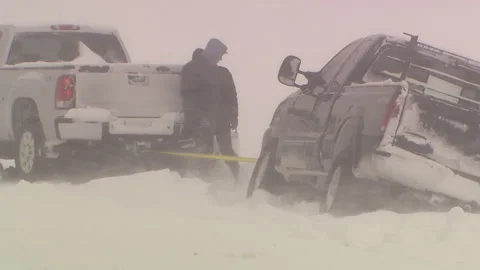 Lambton Ont, Canada Dec 12 2010 Historic blizzard strands thousands on highway Stock Footage 323580047