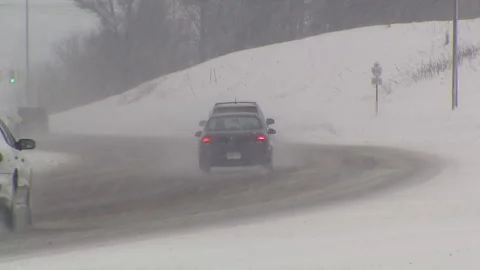 Lambton Ont, Canada Dec 12 2010 Historic blizzard strands thousands on highway Stock Footage 323580262