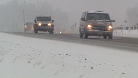 Lambton Ont, Canada Dec 12 2010 Historic blizzard strands thousands on highway Stock Footage 323580300