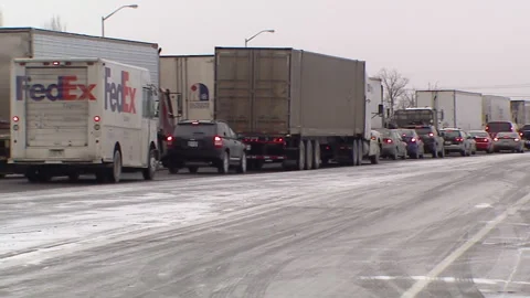 Lambton Ont, Canada Dec 12 2010 Historic blizzard strands thousands on highway Stock Footage 323580323