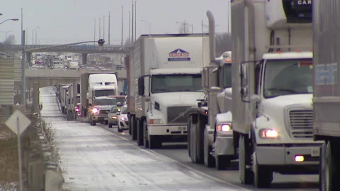 Lambton Ont, Canada Dec 12 2010 Historic blizzard strands thousands on highway Stock Footage 323580326