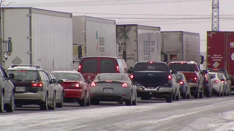 Lambton Ont, Canada Dec 12 2010 Historic blizzard strands thousands on highway Stock Footage 323580329