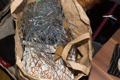 Lametta im Abfall Stock Photos