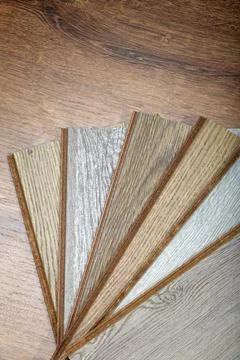Laminate background. Samples of laminate or parquet with a pattern and wood t Stock Photos