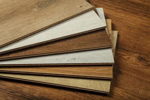 Laminate background. Samples of laminate or parquet with a pattern and wood t Foto stock