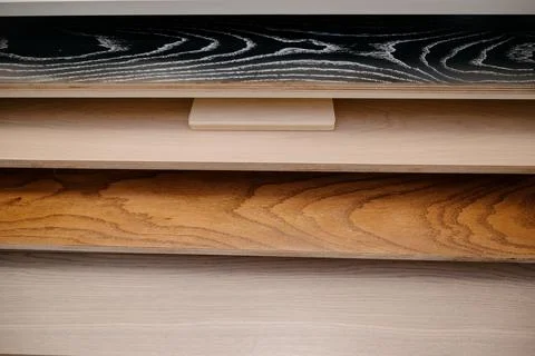 Laminate background. Samples of laminate or parquet with a pattern and wood t Stock Photos