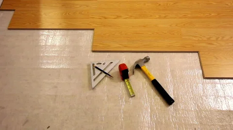 Laminate Flooring with Tools Stock Footage 922394