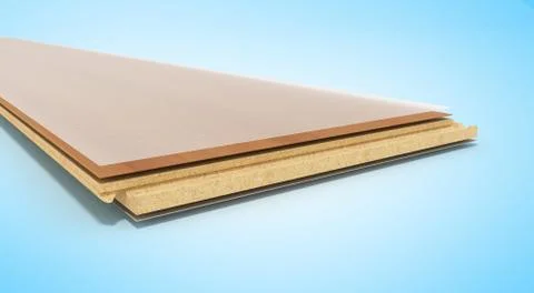 Laminate on layers 3d render on blue background Stock Illustration