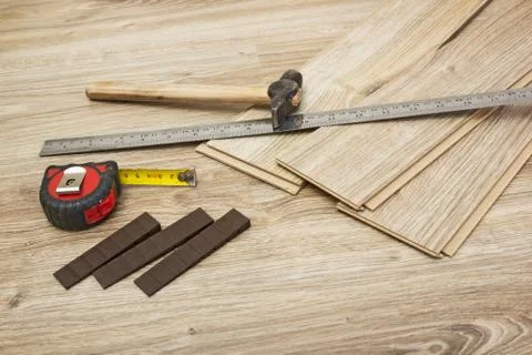 Laminate oak styles and tools Stock Photos