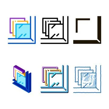 Laminated glass forms window icon vector outline Stock Illustration