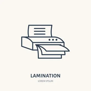 Laminator flat line icon. Office laminating machine sign. Thin linear logo for Stock-Illustration