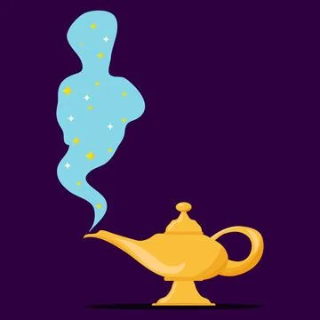 Lamp Aladdin with gin, the magic lamp of Aladdin Stock Illustration