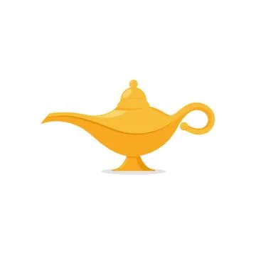 Lamp aladdin magic vector icon. Aladin genie lamp bottle wish cartoon Stock Illustration