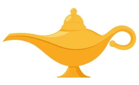 Lamp aladdin magic vector icon. Aladin genie lamp bottle wish cartoon Stock Illustration