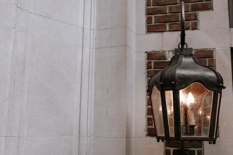 The lamp and the brick wall Stock Photos