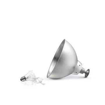 Lamp and Broken light bulb on white background Illustrazione stock