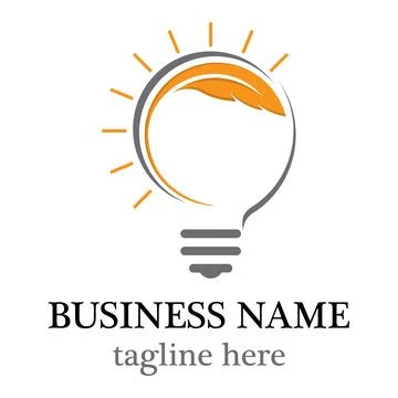 Lamp And Feather Logo Stock Illustration