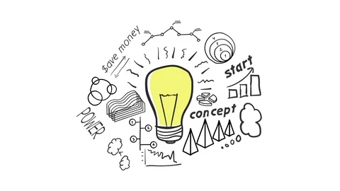 Lamp and hand-drawn Infographics animation Video stock 113822341