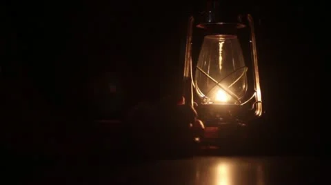 Lamp and hands in the dark Stock Footage 22308692