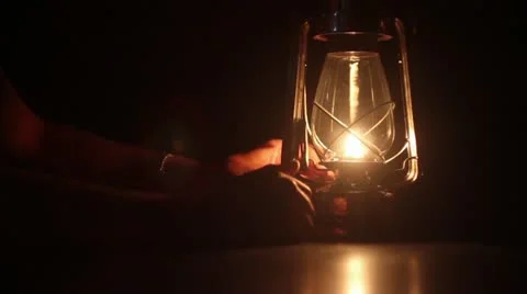 Lamp and hands in the dark Stock Footage 22308693