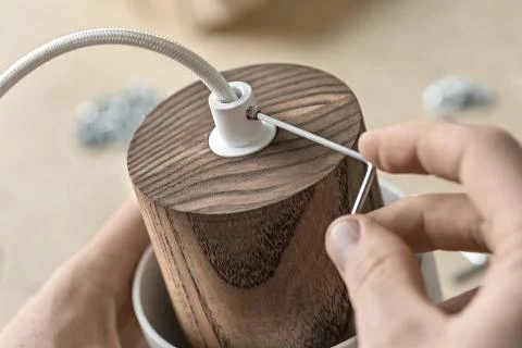 Lamp assembling in workshop Fotos de archivo