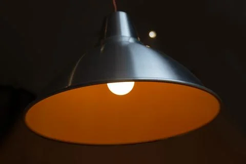 Lamp in black metallic ceiling Stock Photos