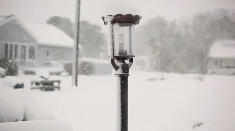 Lamp in Blizzard Stock Footage 1016469