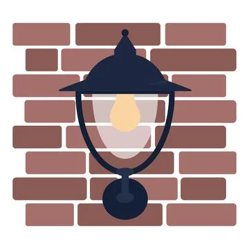 Lamp on a brick wall. Vector illustration Stock Illustration