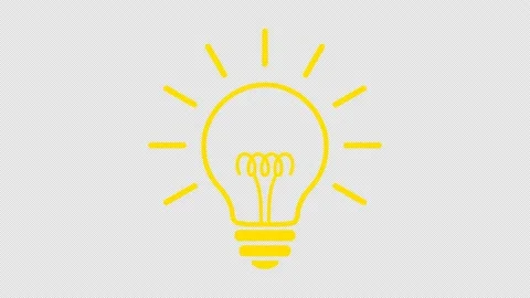 Lamp bulb turns on and off, simple  outline flat icon, Three colors  yellow, Stock Footage 158989564
