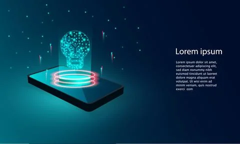 Lamp bulb on virtual interface technology background. Stock Illustration