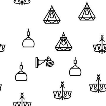 Lamp ceiling light interior home vector seamless pattern Stock Illustration